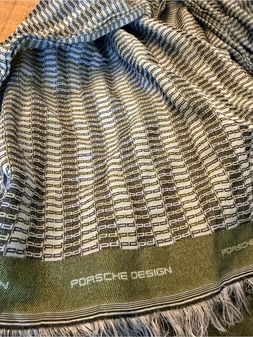 Porsche design P’1000 fashion scarf Jacquard with fringe cotton silk